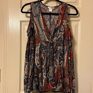VENUS Multicolor Paisley Sleeveless V-Neck cold shoulder top soft material